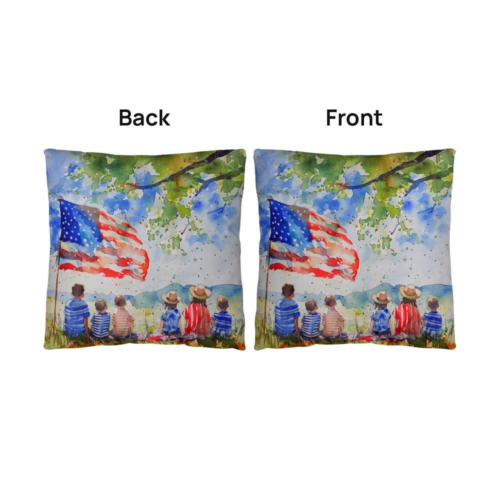 Patriotic Home Decor Waiting for Fireworks Fourth of July Indoor-Outdoor Pillow - Mallard Moon Gift Shop