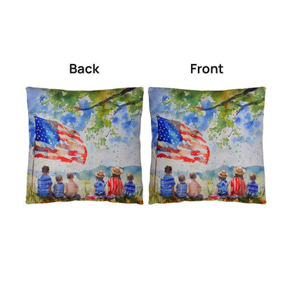 Patriotic Home Decor Waiting for Fireworks Fourth of July Indoor-Outdoor Pillow - Mallard Moon Gift Shop