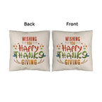 Wishing You a Happy Thanksgiving Throw Pillow – Indoor/Outdoor Fall Accent Cushion – Available in 3 Sizes