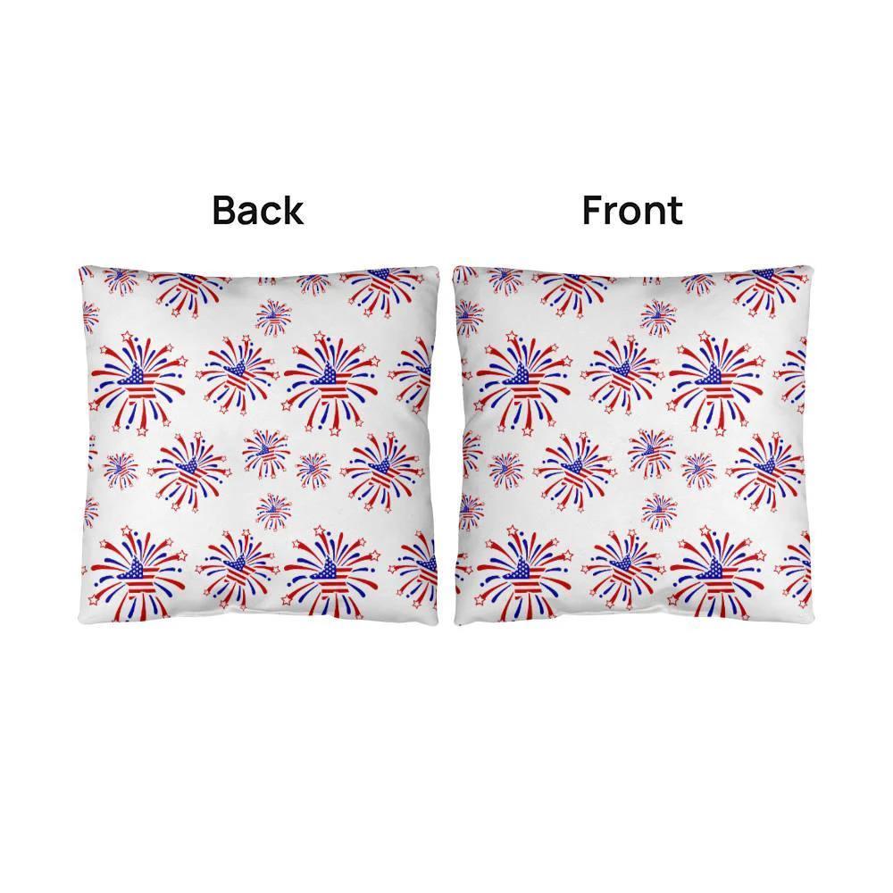 Star Red White and Blue Fireworks 4th of July Patriotic Indoor-Outdoor Pillow