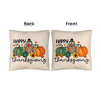 Happy Thanksgiving Turkey Pillow – Fun Fall Pumpkin & Sunflower Cushion – Indoor/Outdoor, 3 Sizes