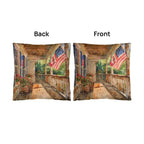 Patriotic Country Porch Scene Indoor-Outdoor Polyester Printed Pillow