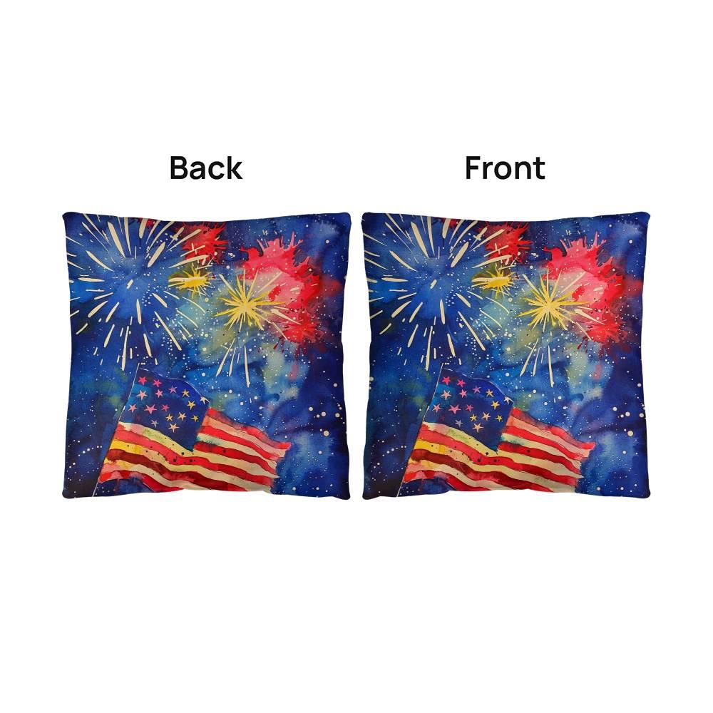 Fireworks Flag and Freedom Patriotic Indoor-Outdoor Home Decor Pillow - Mallard Moon Gift Shop