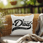 Decorative Dad Pillow with Insert – “Best Dad in the World” Design – Gift for Father