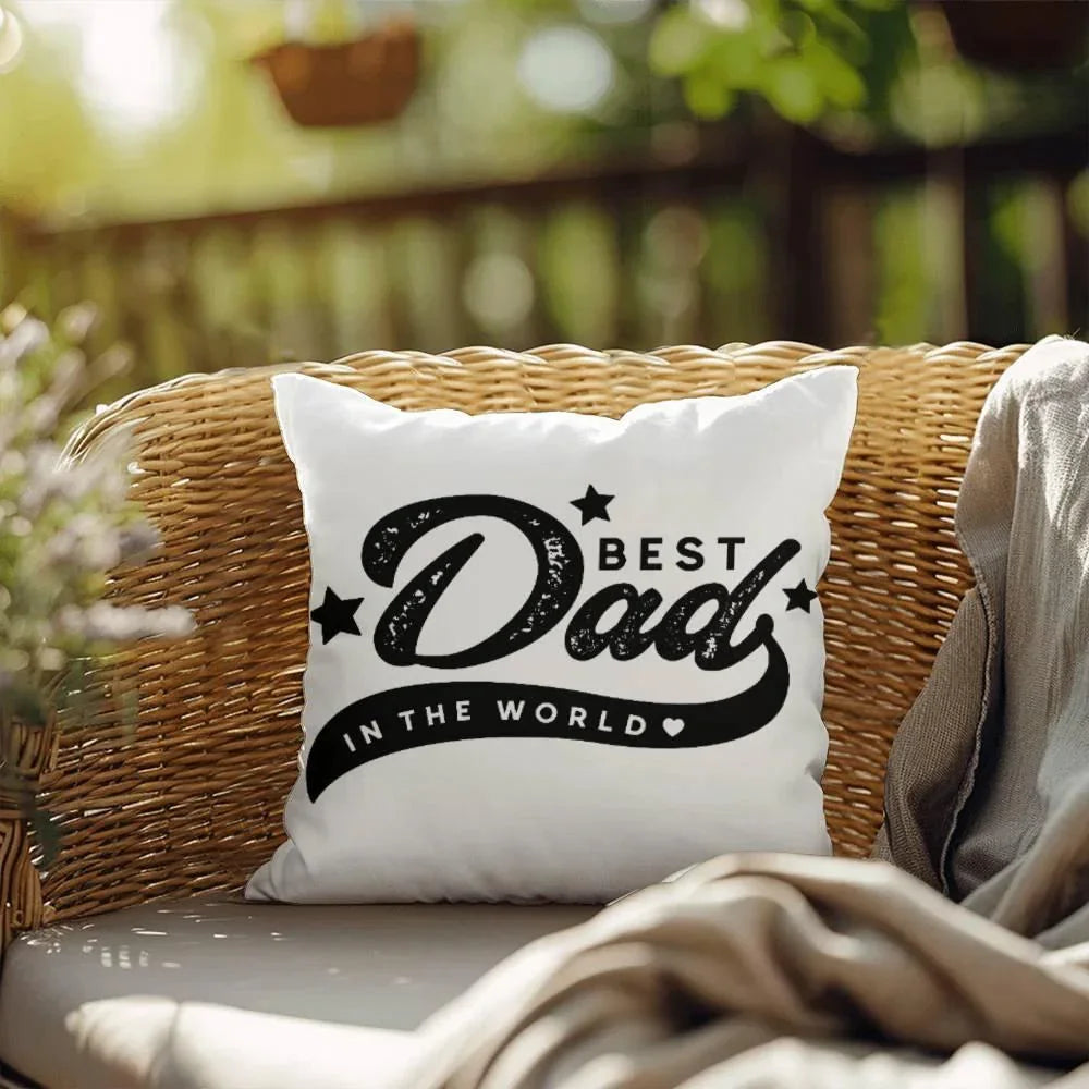 Decorative Dad Pillow with Insert – “Best Dad in the World” Design – Gift for Father