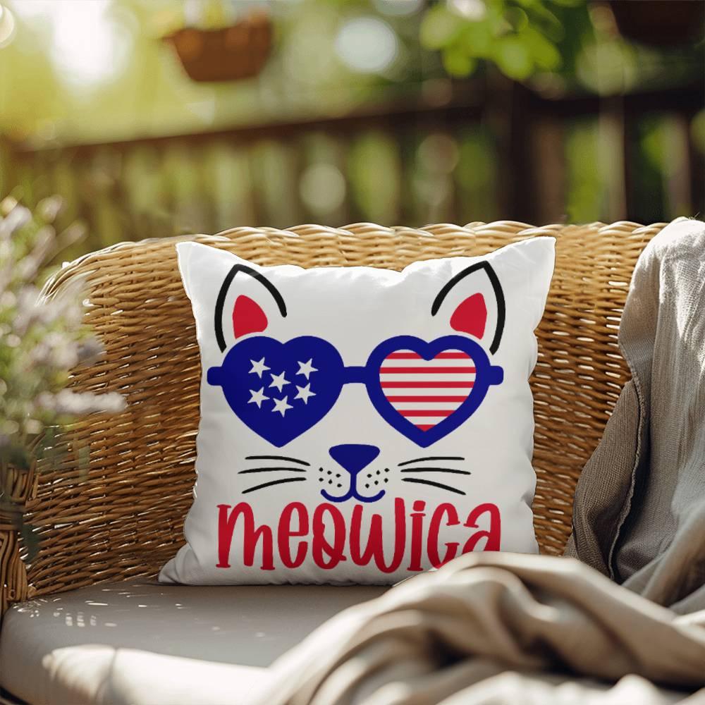 Meowica Patriotic Cat Comfy Indoor-Outdoor Pillow - Mallard Moon Gift Shop