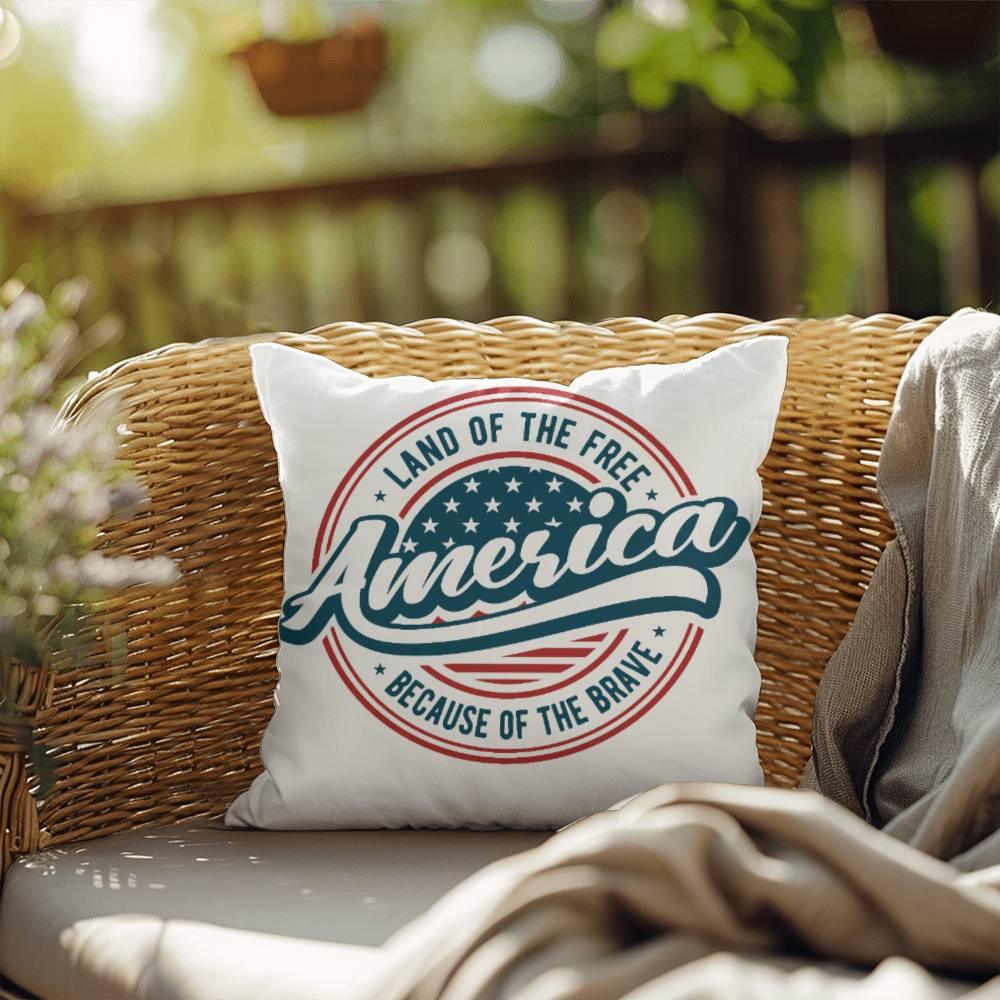 America Land of the Free Patriotic Indoor-Outdoor Pillow - Mallard Moon Gift Shop