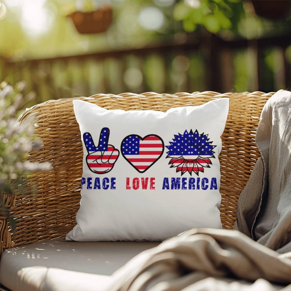 Peace Love America Comfy Indoor-Outdoor Pillow - Mallard Moon Gift Shop