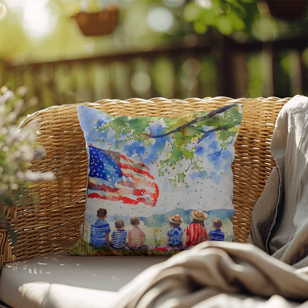 Patriotic Home Decor Waiting for Fireworks Fourth of July Indoor-Outdoor Pillow - Mallard Moon Gift Shop