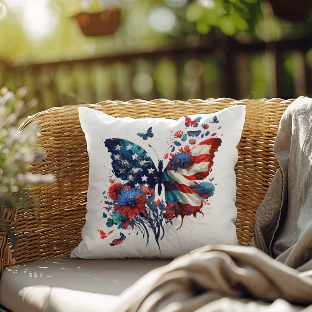Patriotic Butterfly Bouquet Comfy Indoor-Outdoor Pillow - Mallard Moon Gift Shop
