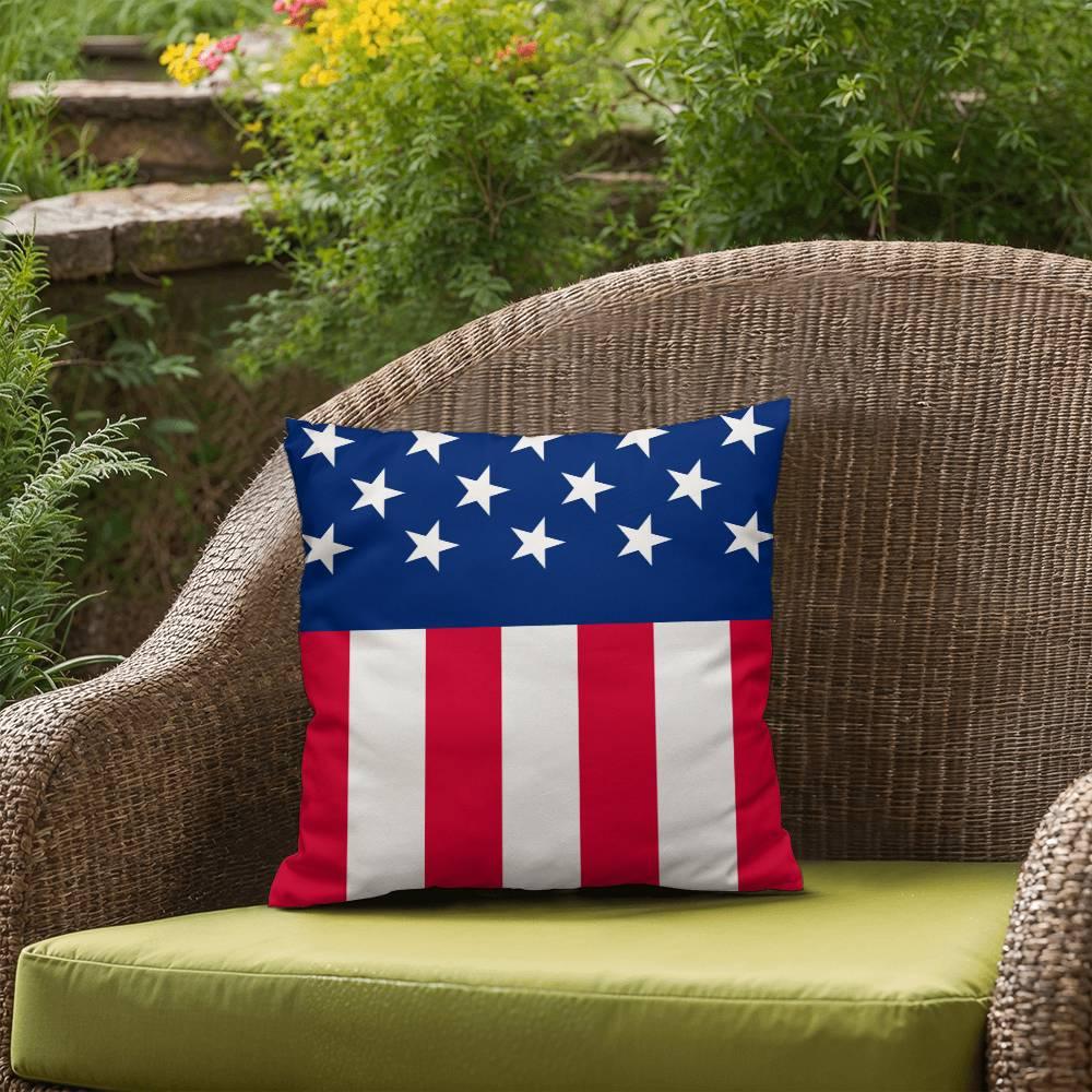 American Flag Patriotic Home Decor Indoor-Outdoor Polyester Printed Pillow - Mallard Moon Gift Shop