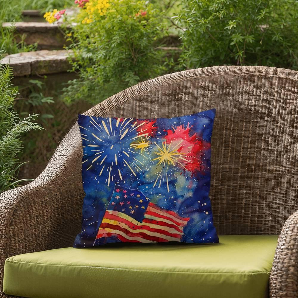 Fireworks Flag and Freedom Patriotic Indoor-Outdoor Home Decor Pillow - Mallard Moon Gift Shop