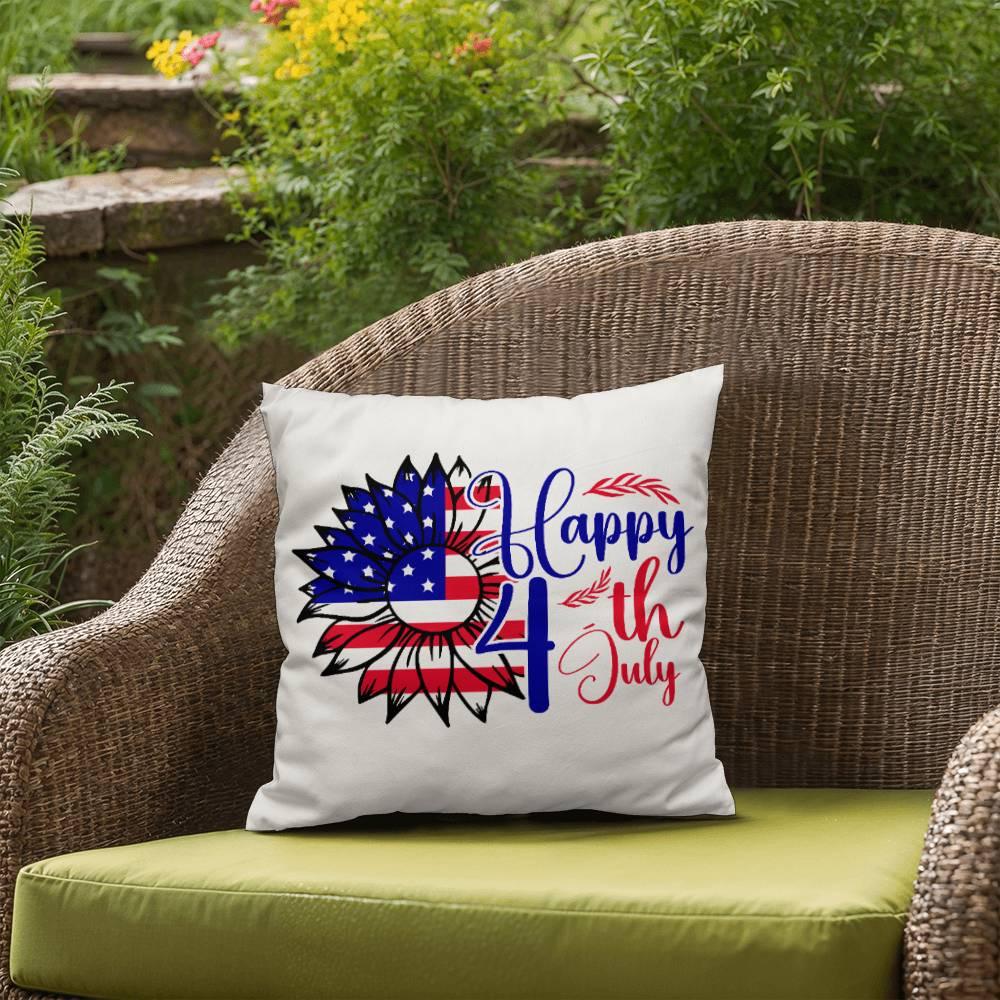 Happy 4th of July Sunflower Patriotic Indoor-Outdoor Pillow - Mallard Moon Gift Shop