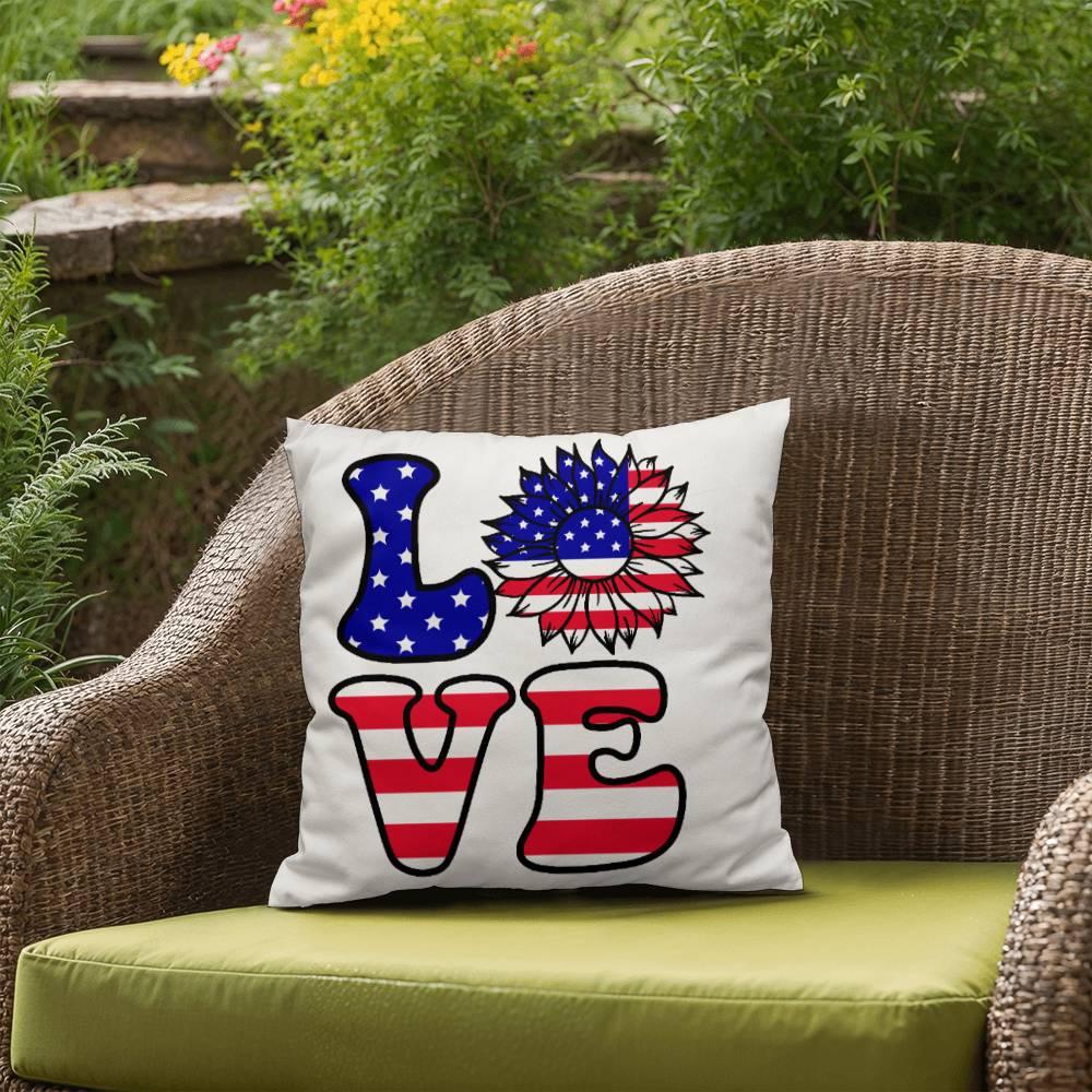 Love America Patriotic Indoor-Outdoor Pillow - Mallard Moon Gift Shop
