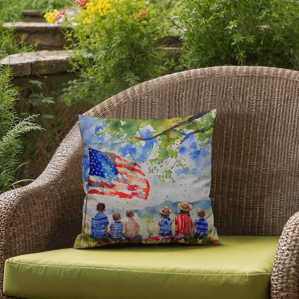 Patriotic Home Decor Waiting for Fireworks Fourth of July Indoor-Outdoor Pillow - Mallard Moon Gift Shop