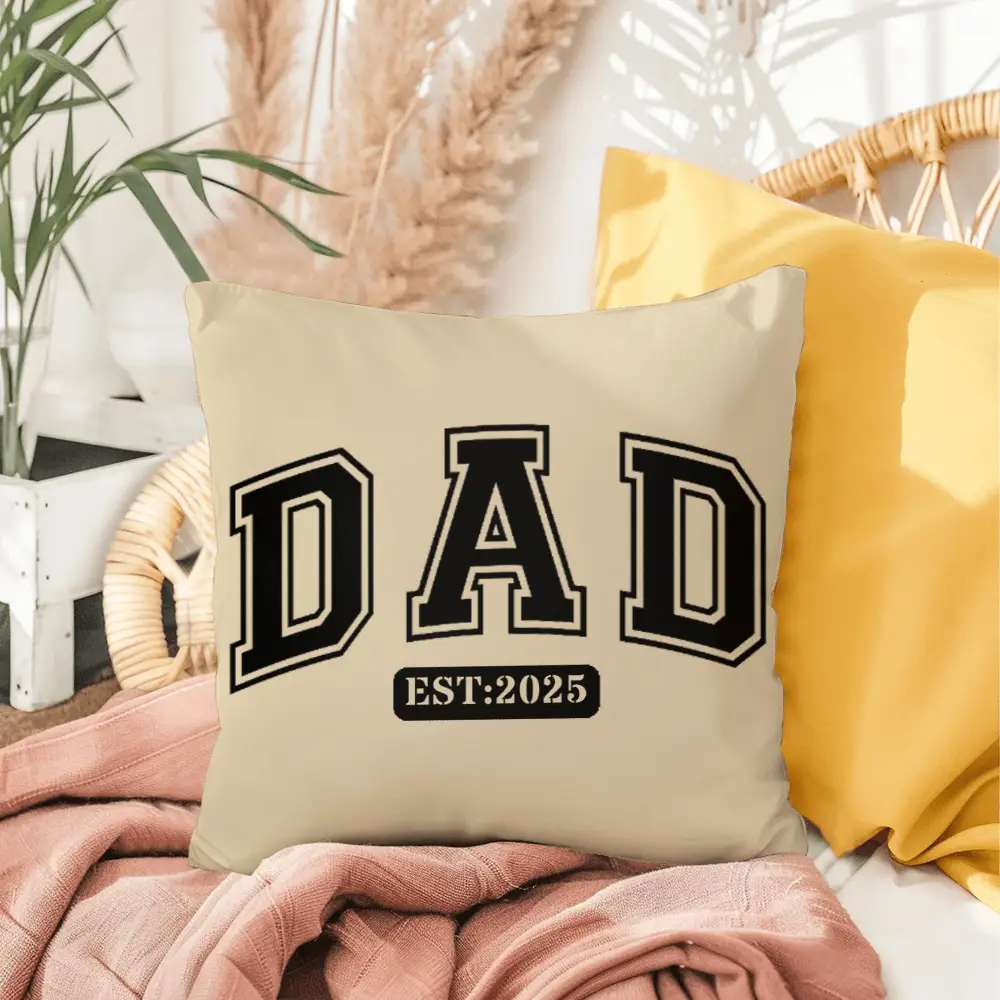 Personalized Dad Established Pillow – Custom Year Dad Throw Pillow – Gift for Dad – Father's Day Gift – Rustic Farmhouse Indoor Outdoor Cushion