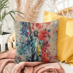 Statue of Liberty Patriotic Indoor -Outdoor Pillow – American Flag Throw Pillow – USA Home Decor – 4th of July Cushion – Patriotic Gift