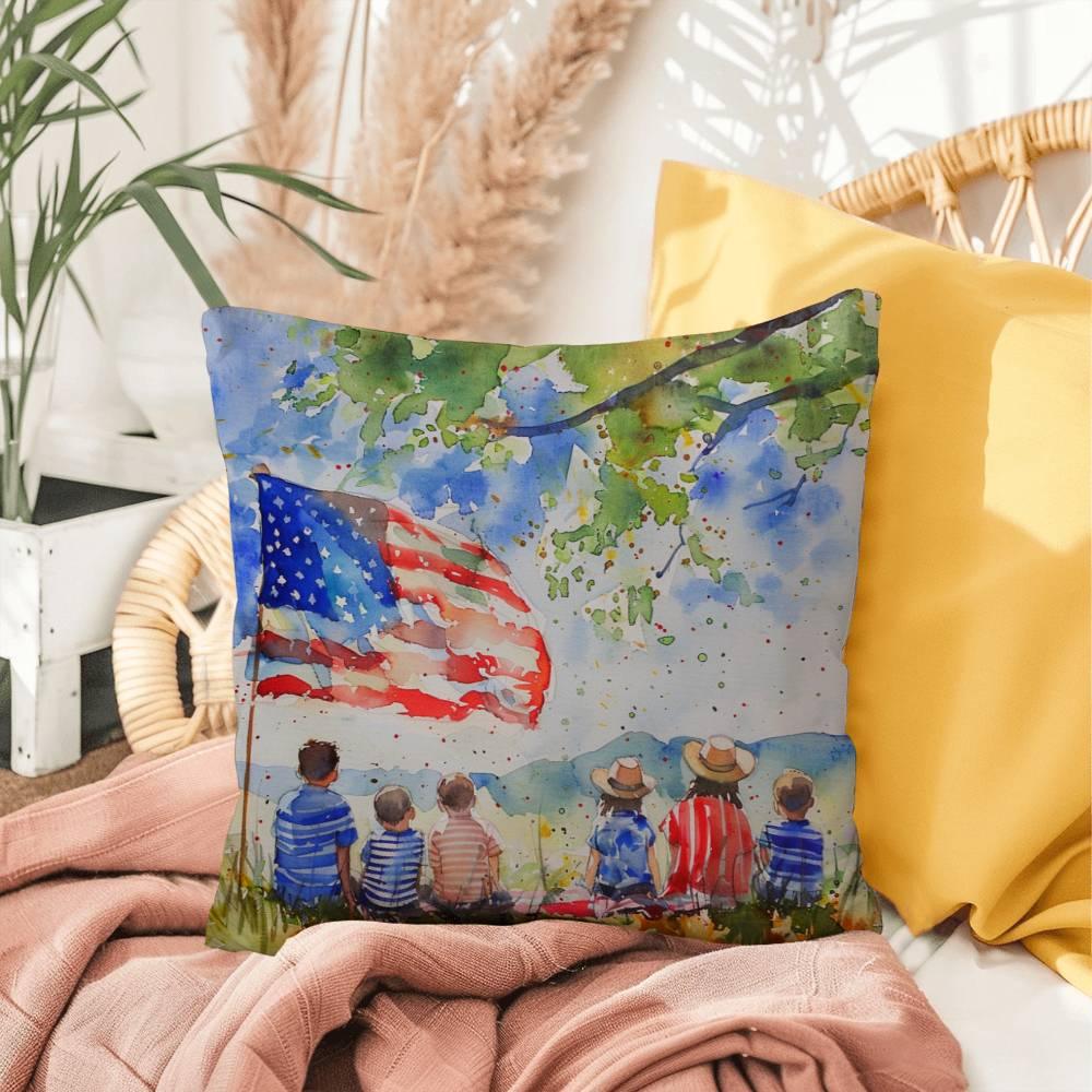 Patriotic Home Decor Waiting for Fireworks Fourth of July Indoor-Outdoor Pillow - Mallard Moon Gift Shop