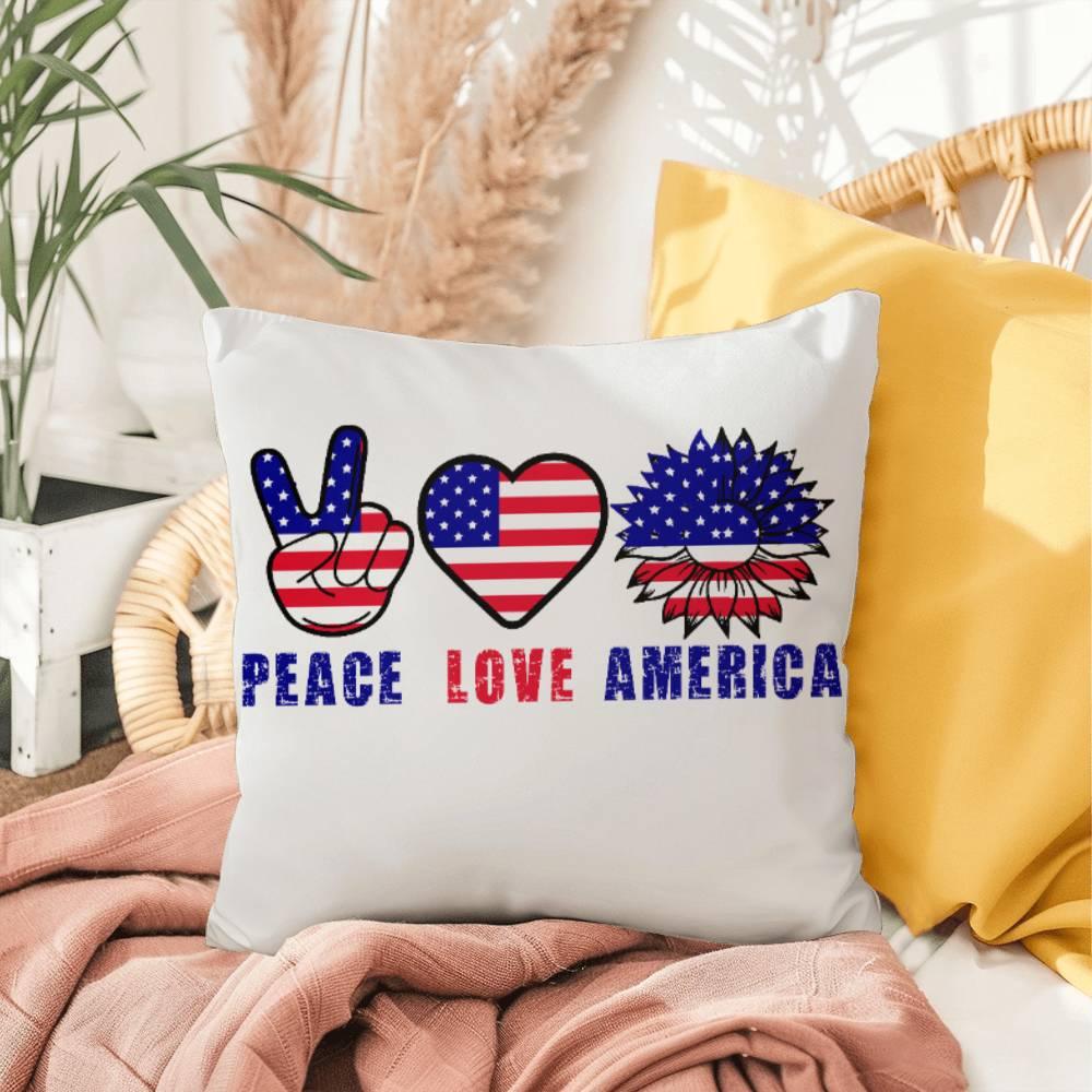 Peace Love America Comfy Indoor-Outdoor Pillow - Mallard Moon Gift Shop