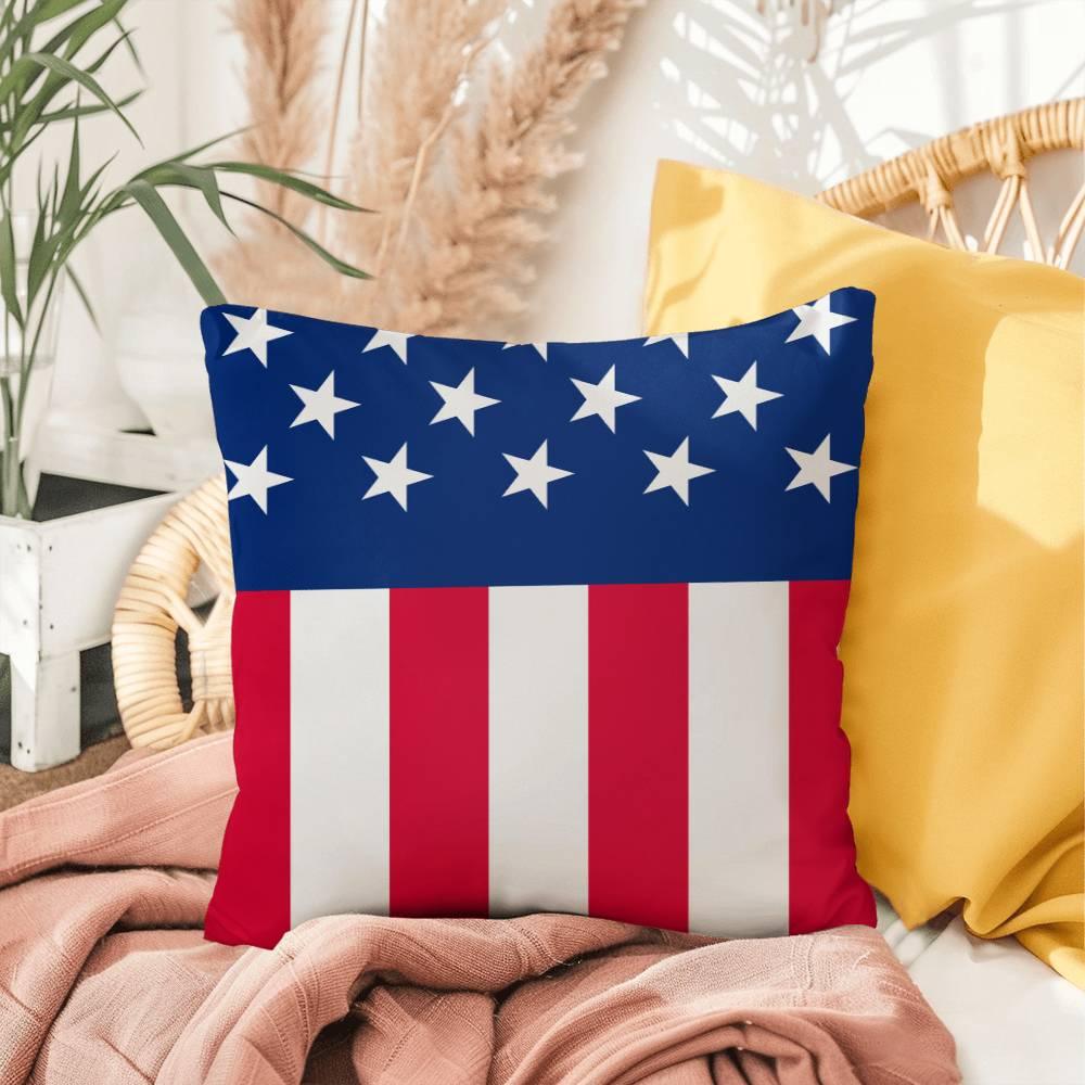 American Flag Patriotic Home Decor Indoor-Outdoor Polyester Printed Pillow - Mallard Moon Gift Shop