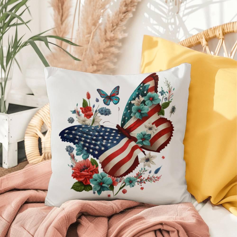 Patriotic Butterfly  Comfy Indoor-Outdoor Pillow - Mallard Moon Gift Shop