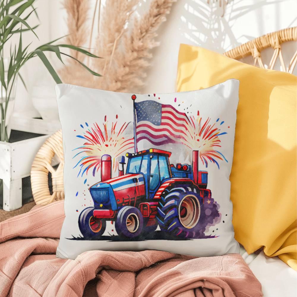 Tractor Fourth of July Parade Patriotic Indoor-Outdoor Pillow - Mallard Moon Gift Shop