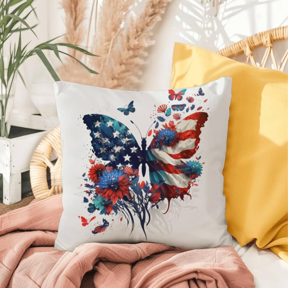 Patriotic Butterfly Bouquet Comfy Indoor-Outdoor Pillow - Mallard Moon Gift Shop