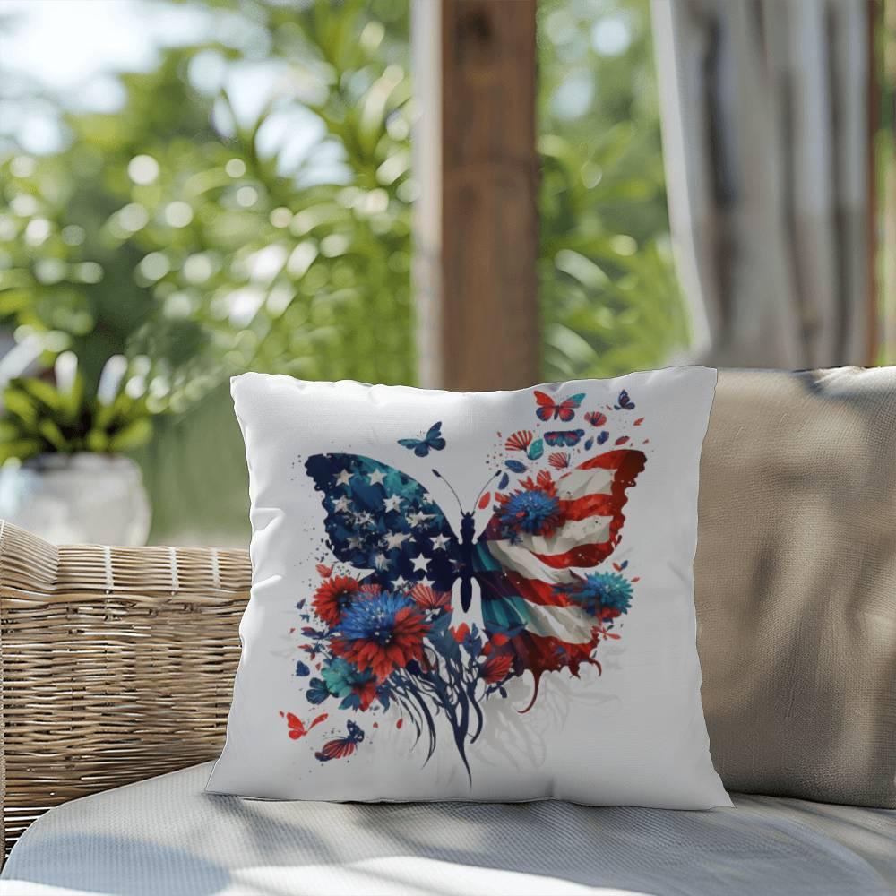 Patriotic Butterfly Bouquet Comfy Indoor-Outdoor Pillow - Mallard Moon Gift Shop