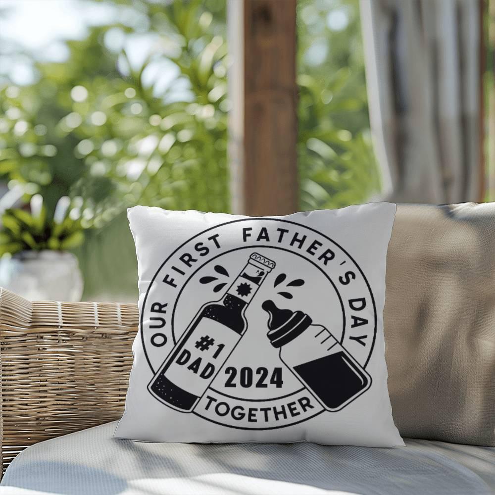 First Father's Day Drinking Buddy Comfy Indoor-Outdoor Pillow - Mallard Moon Gift Shop