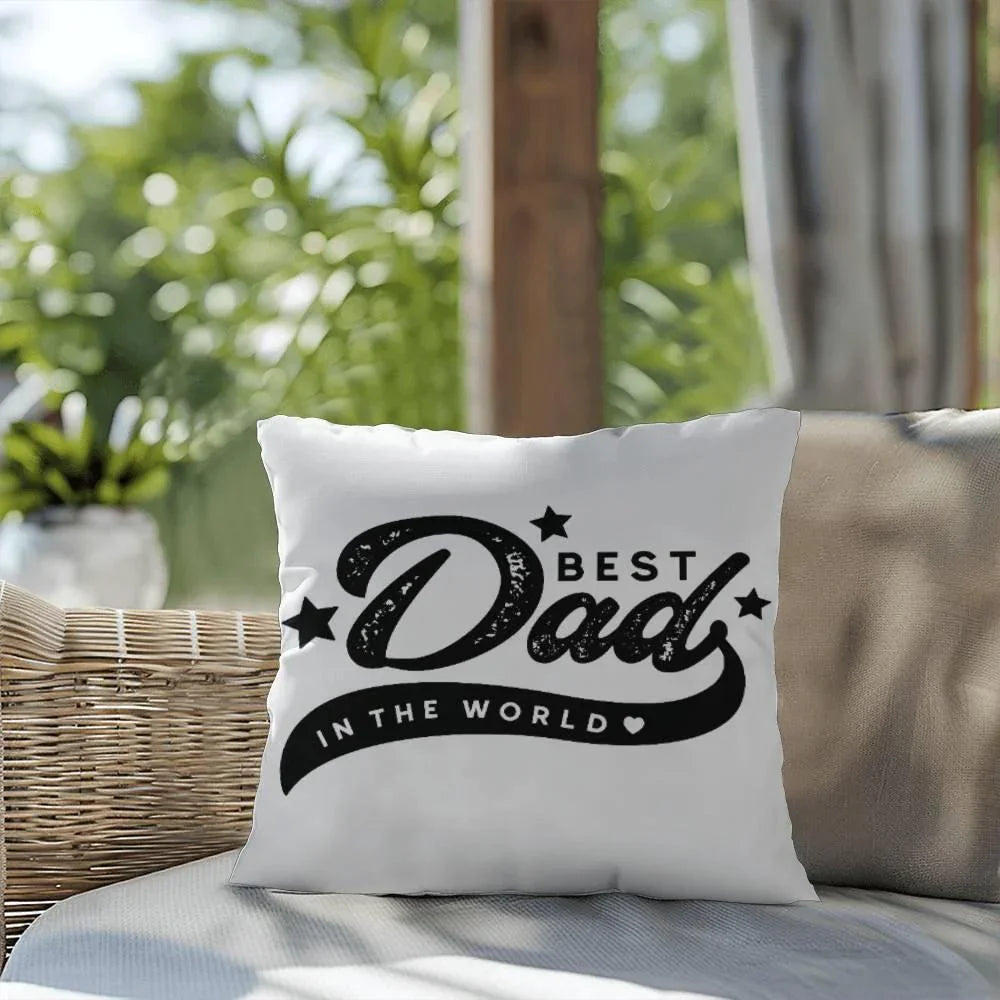 Decorative Dad Pillow with Insert – “Best Dad in the World” Design – Gift for Father