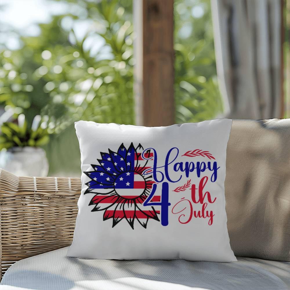 Happy 4th of July Sunflower Patriotic Comfy Indoor-Outdoor Pillow - Mallard Moon Gift Shop