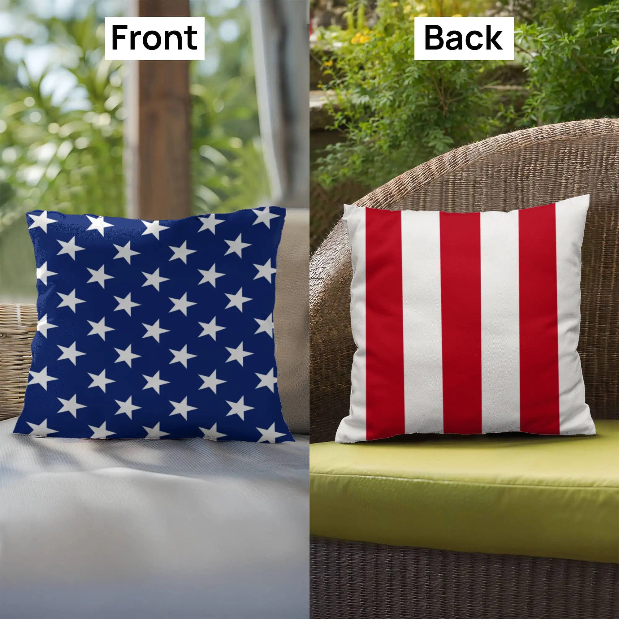 American Flag Stars and Stripes Patriotic Indoor-Outdoor Pillow