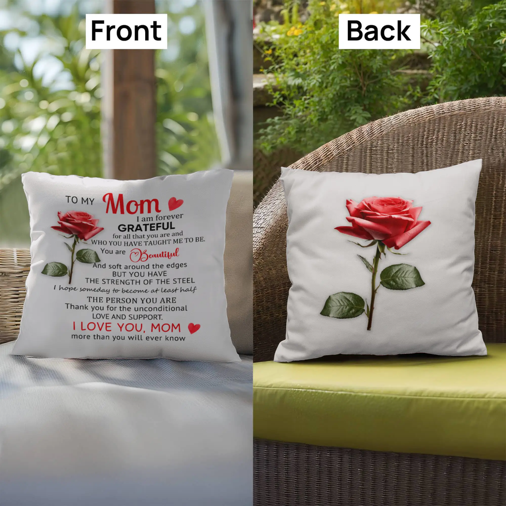 To My Mom Pillow – I Am Forever Grateful Throw Pillow – Gift for Mom – Mother's Day Gift – Sentimental Message Cushion