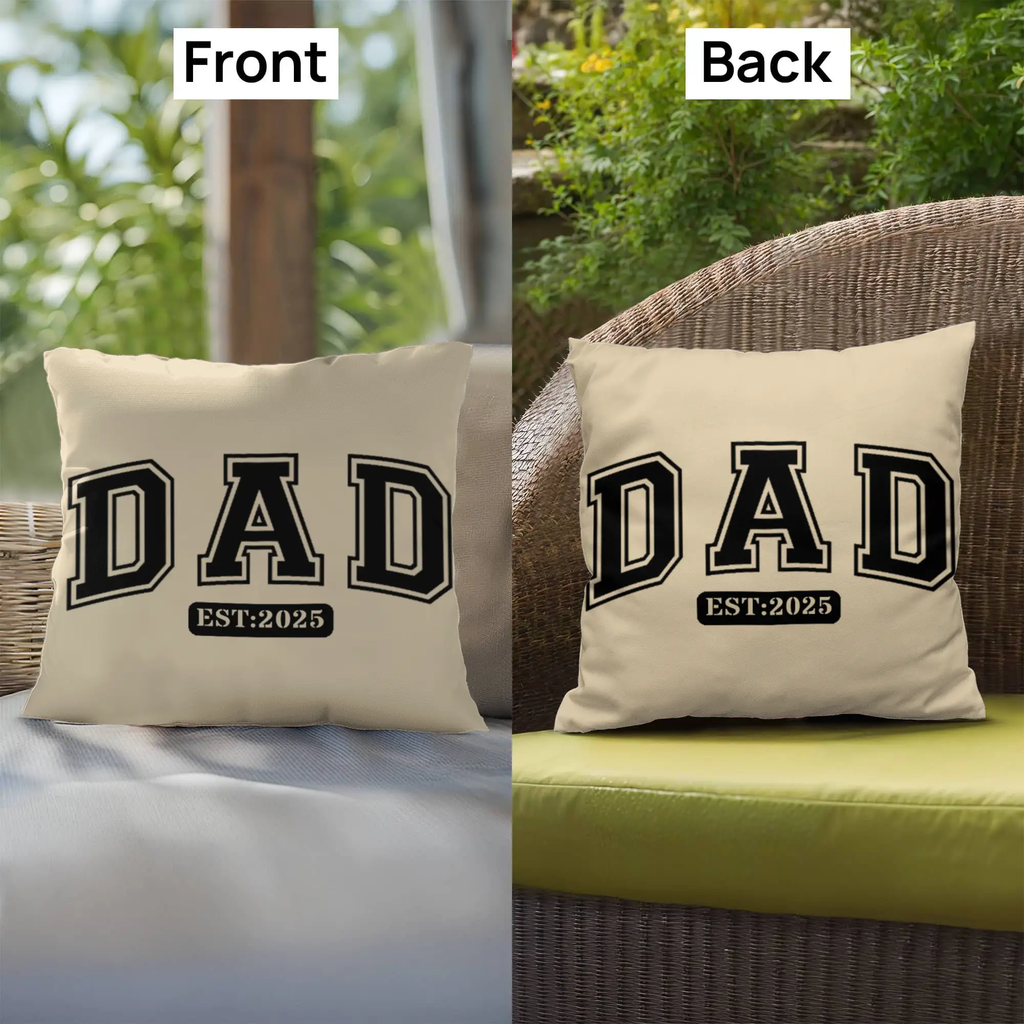 Personalized Dad Established Pillow – Custom Year Dad Throw Pillow – Gift for Dad – Father's Day Gift – Rustic Farmhouse Indoor Outdoor Cushion