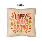 Happy Thanksgiving Throw Pillow – Indoor/Outdoor Fall Accent Cushion – Available in 3 Sizes