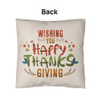 Wishing You a Happy Thanksgiving Throw Pillow – Indoor/Outdoor Fall Accent Cushion – Available in 3 Sizes