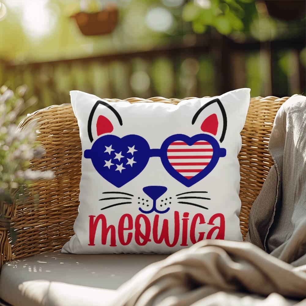 Meowica Patriotic Cat Comfy Indoor-Outdoor Pillow - Mallard Moon Gift Shop
