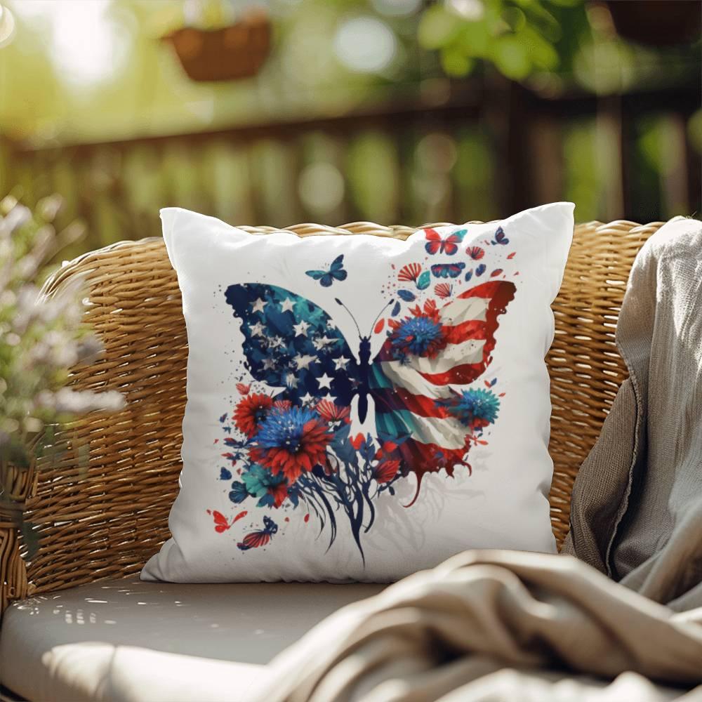 Patriotic Butterfly Bouquet Comfy Indoor-Outdoor Pillow - Mallard Moon Gift Shop
