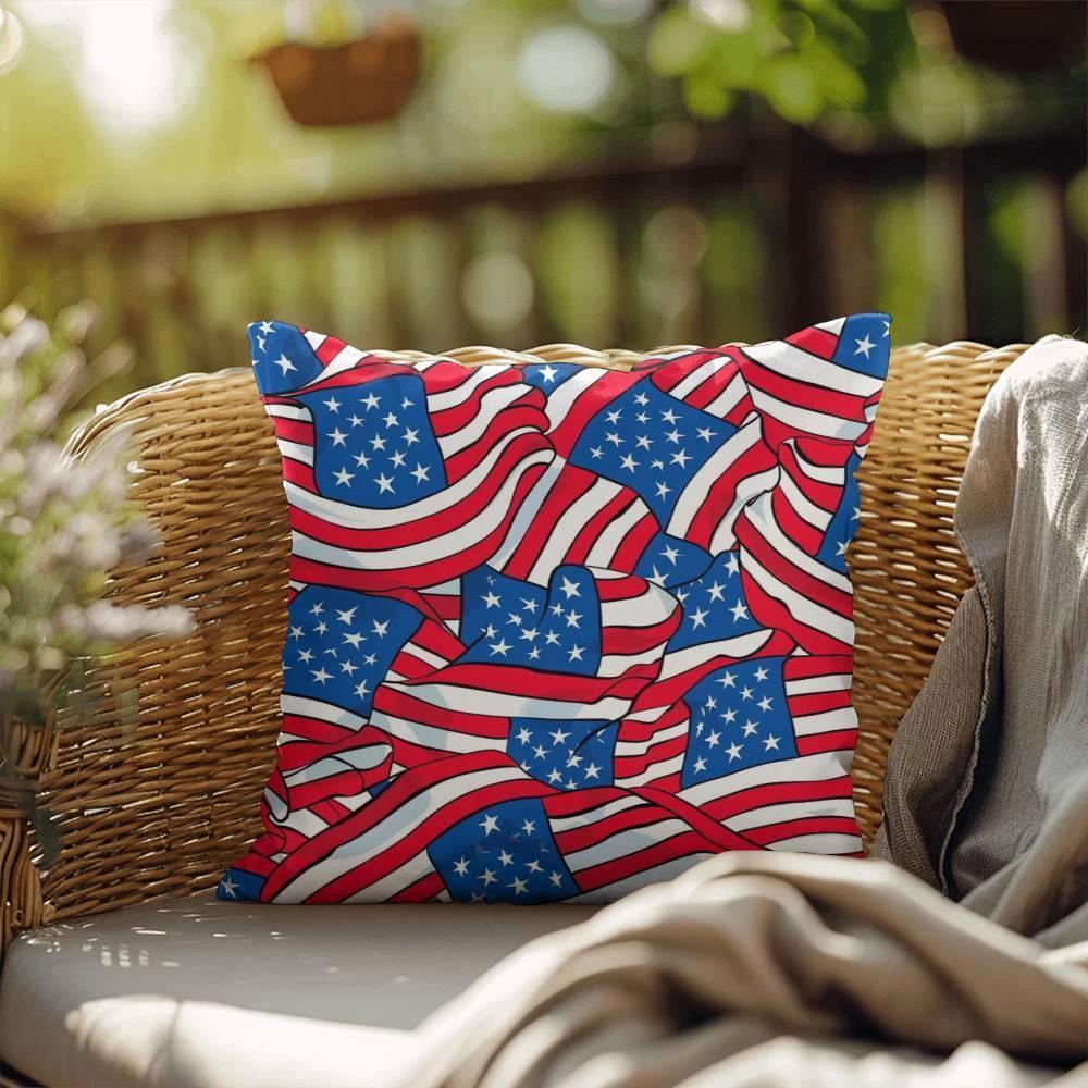 Patriotic American Flags Indoor-Outdoor Printed Pillow