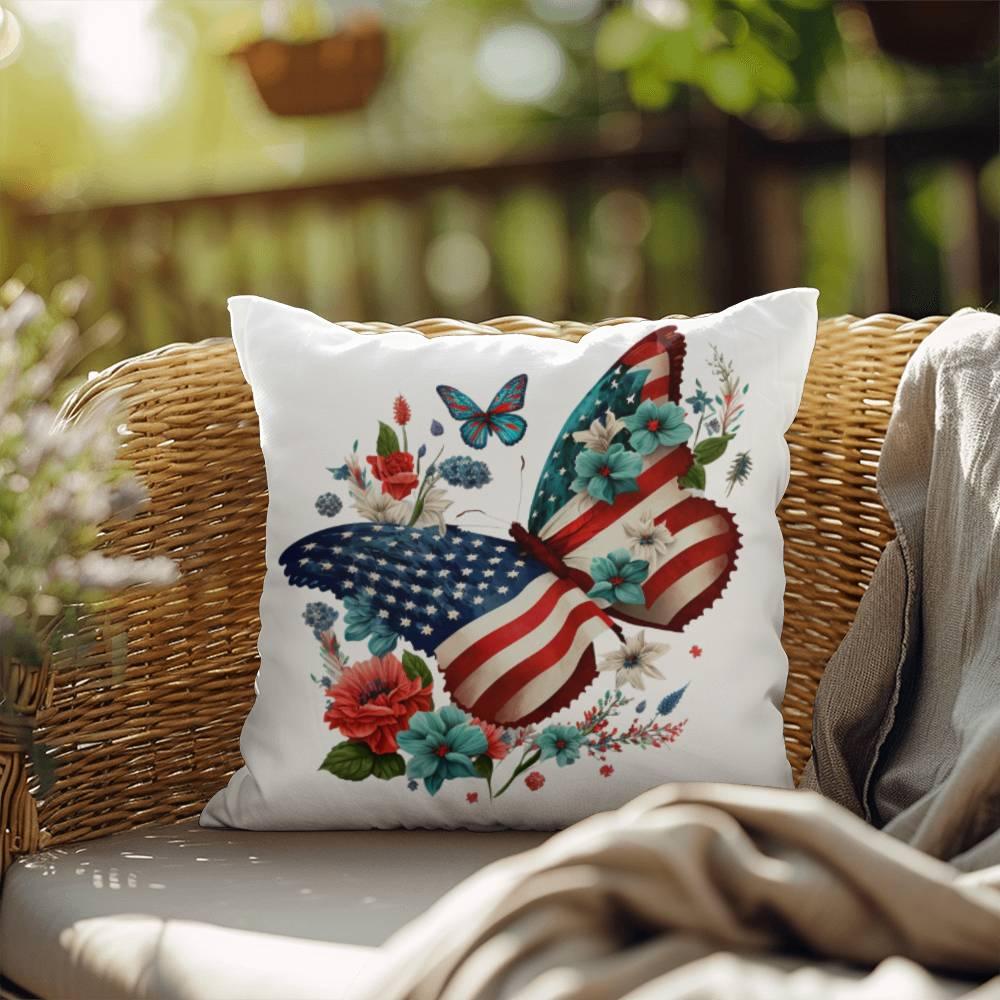 Patriotic Butterfly  Comfy Indoor-Outdoor Pillow - Mallard Moon Gift Shop