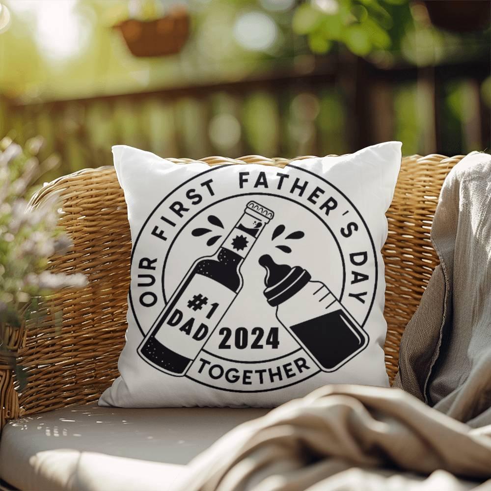 First Father's Day Drinking Buddy Comfy Indoor-Outdoor Pillow - Mallard Moon Gift Shop