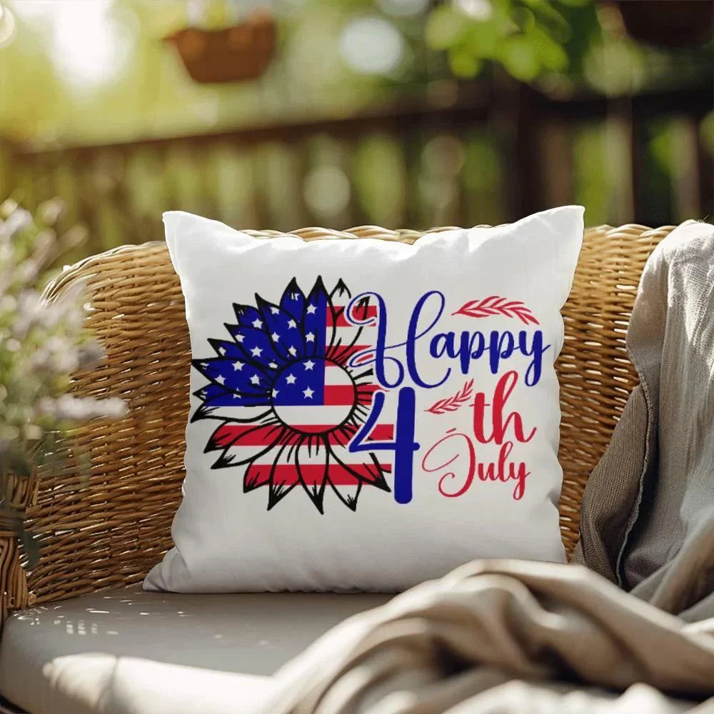 Happy 4th of July Sunflower Patriotic Comfy Indoor-Outdoor Pillow