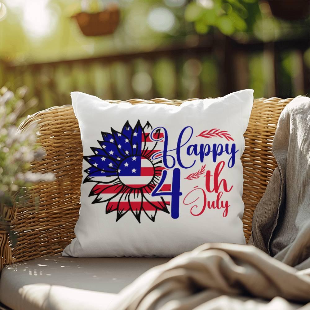 Happy 4th of July Sunflower Patriotic Comfy Indoor-Outdoor Pillow - Mallard Moon Gift Shop