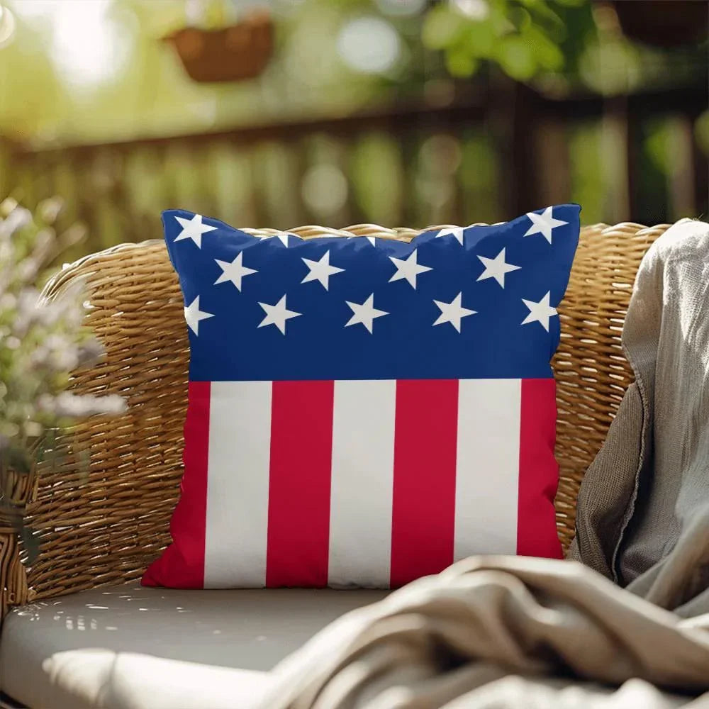 American Flag Patriotic Home Decor Indoor-Outdoor Polyester Printed Pillow