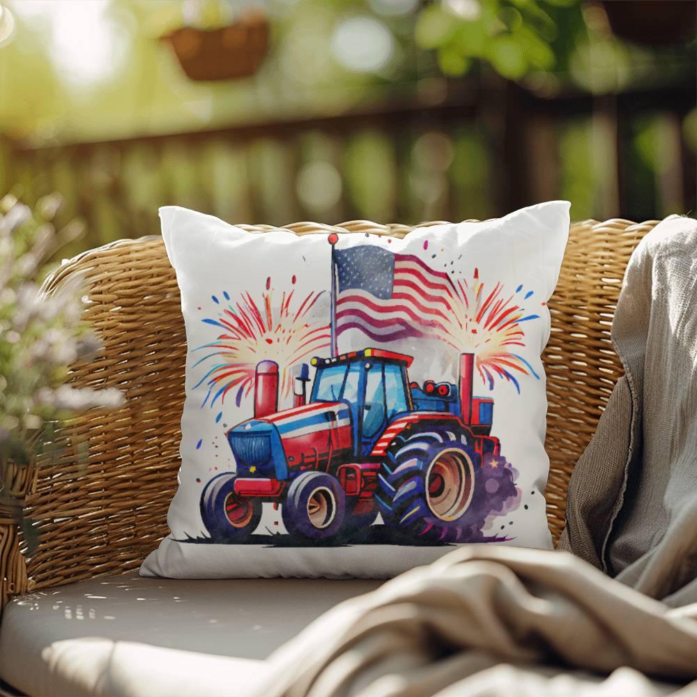 Tractor Fourth of July Parade Patriotic Indoor-Outdoor Pillow - Mallard Moon Gift Shop