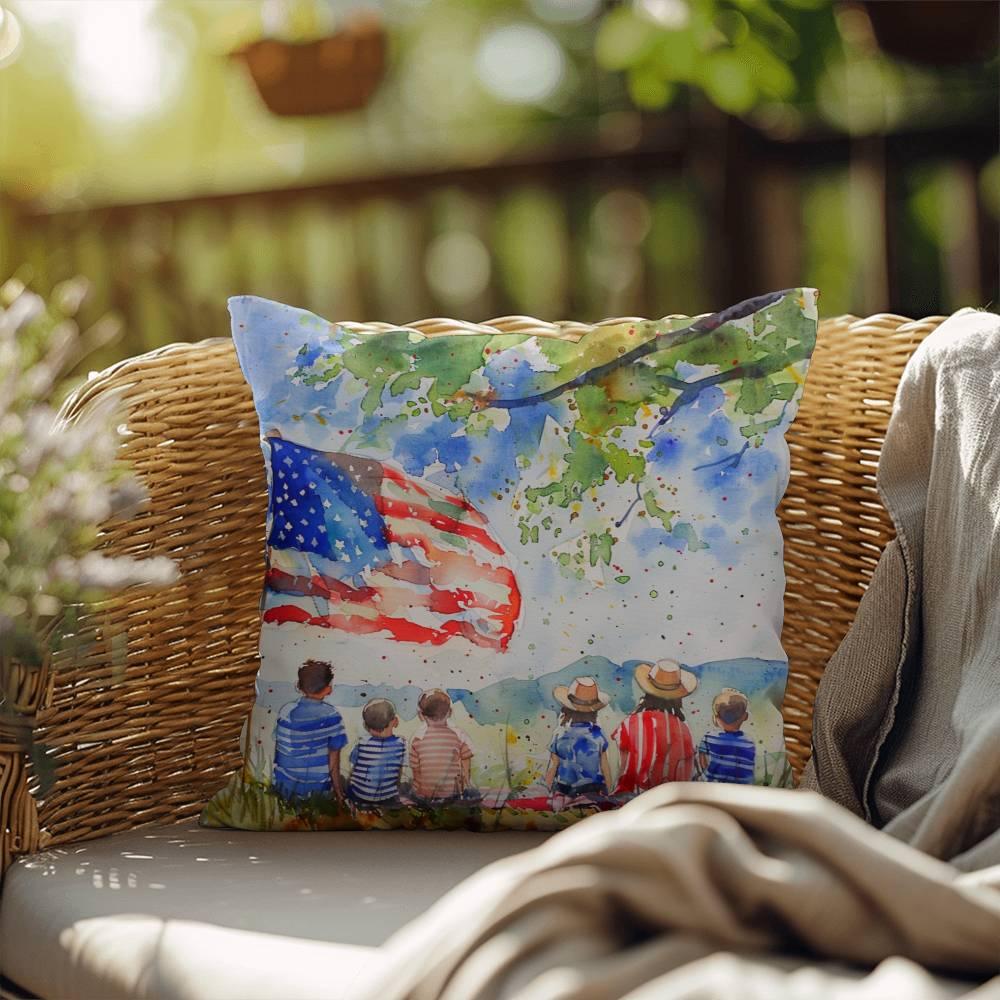 Patriotic Home Decor Waiting for Fireworks Fourth of July Indoor-Outdoor Pillow - Mallard Moon Gift Shop