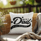 Decorative Dad Pillow with Insert – “Best Dad in the World” Design – Gift for Father