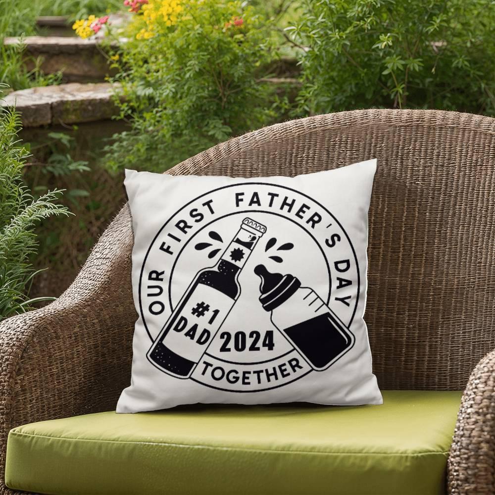First Father's Day Drinking Buddy Comfy Indoor-Outdoor Pillow - Mallard Moon Gift Shop