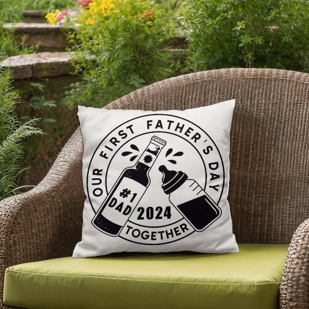 First Father's Day Drinking Buddy Comfy Indoor-Outdoor Pillow