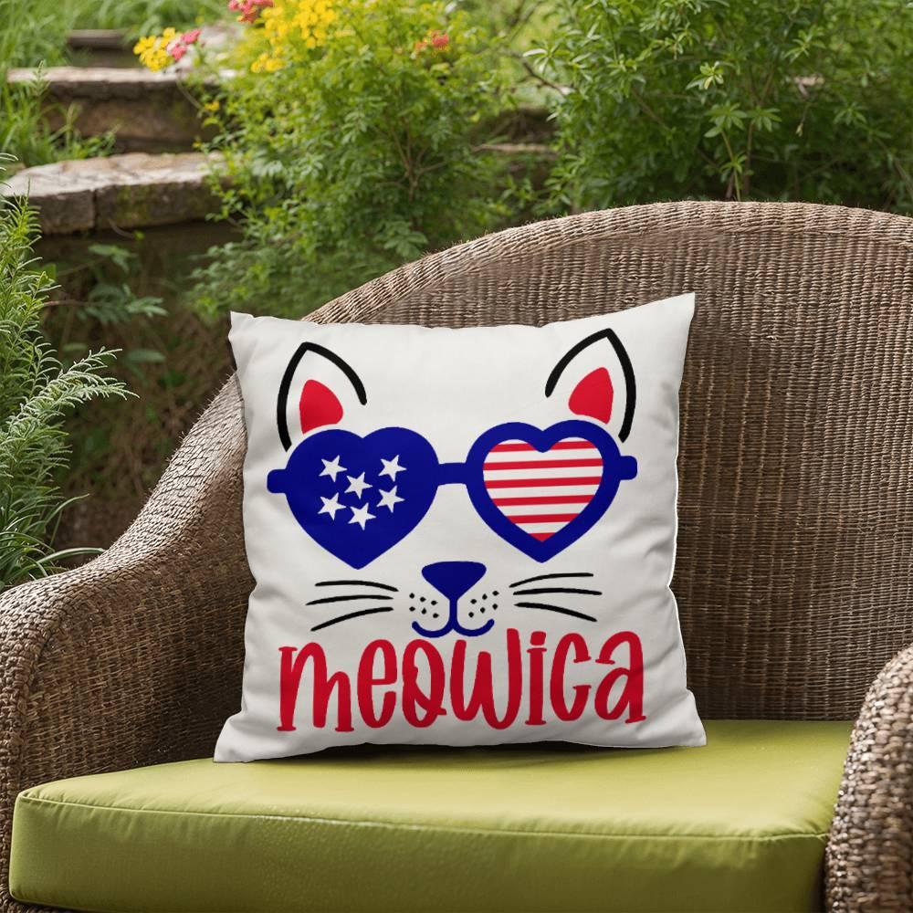 Mewoica Cat Patriotic Indoor-Outdoor Pillow - Mallard Moon Gift Shop